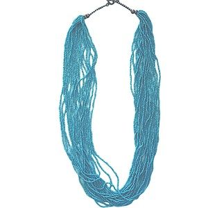 Multi strand Blue seed bead necklace 33" NWOT